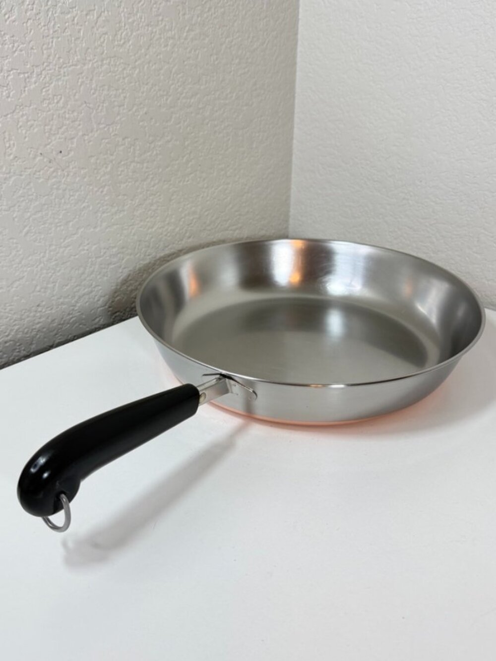 VTG Revere Ware 12" Copper Clad Skillet Fry Pan Stainless 1801 Large Skillet USA